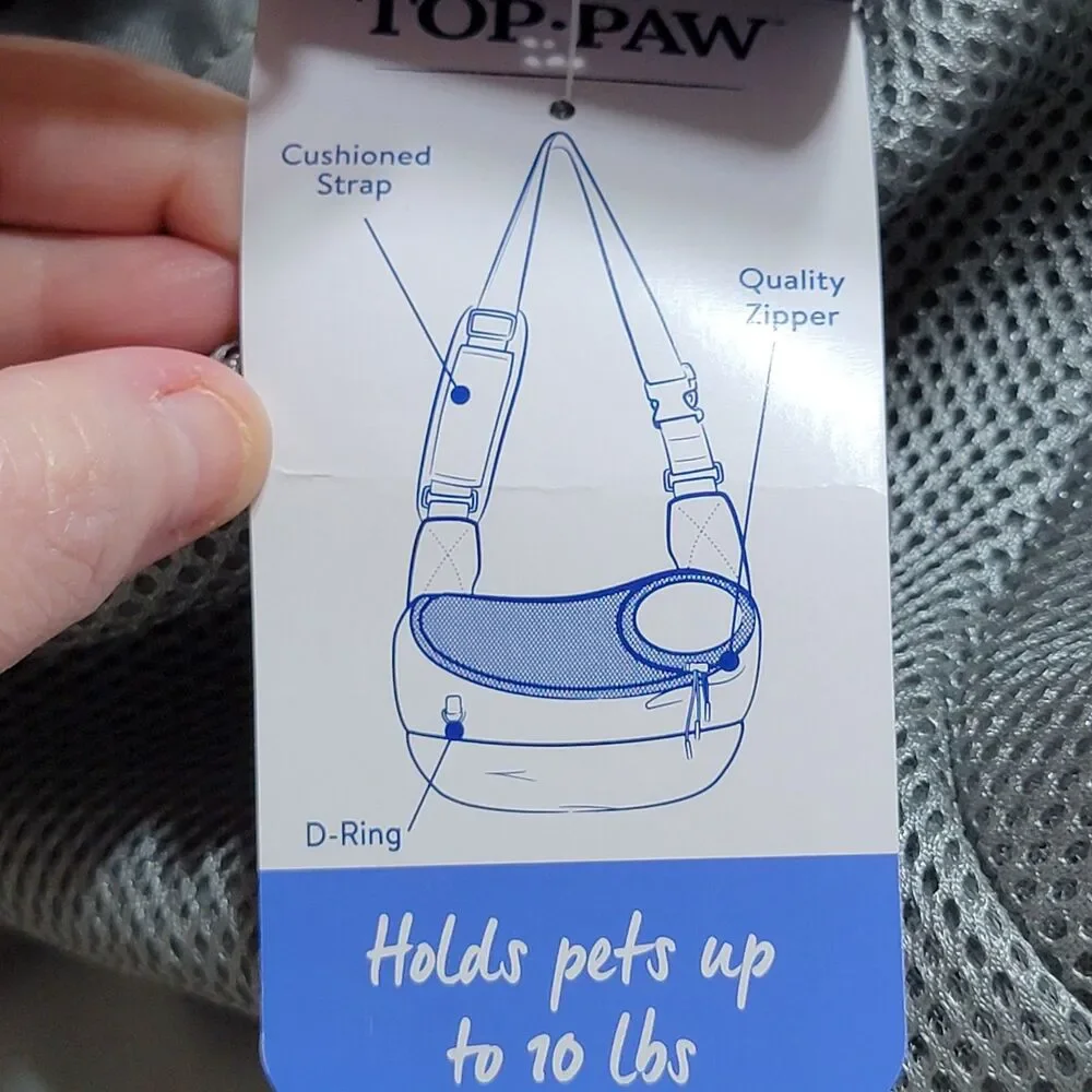 Top Paw Grey Sling Pet Carrier - NWT
